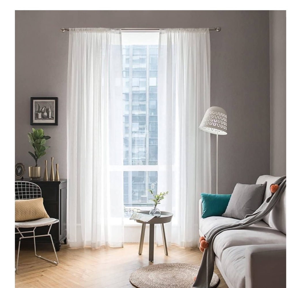 Miulee Sheer White Curtain Panels